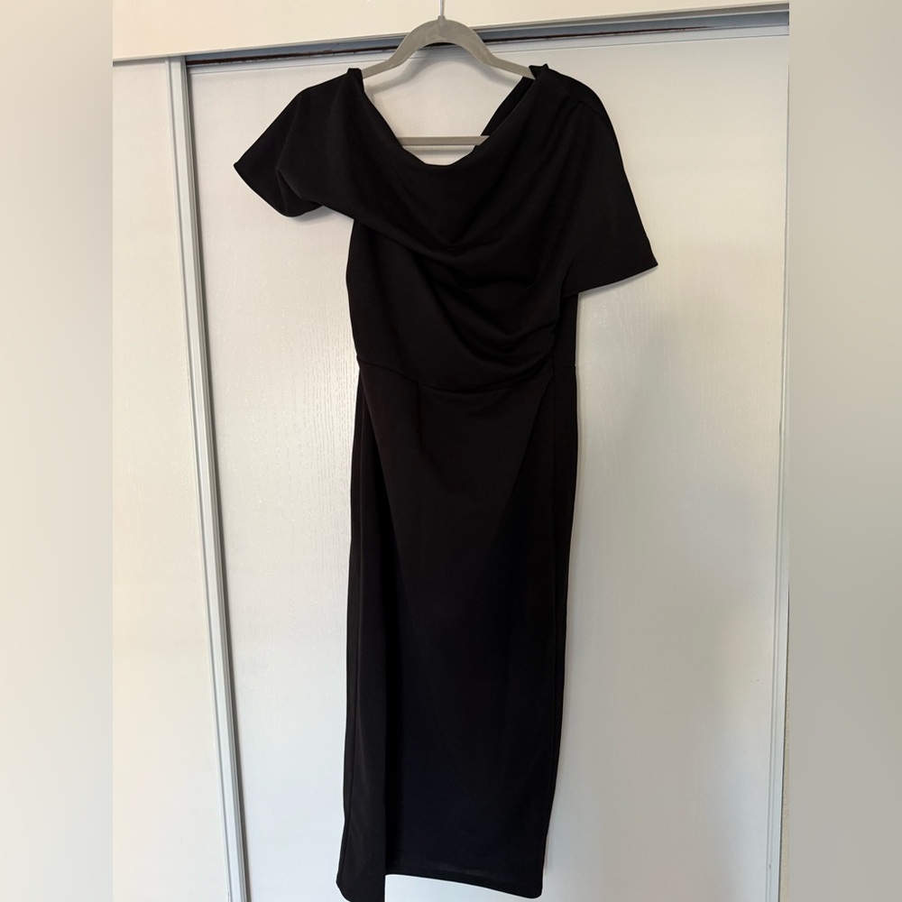 ASOS Black Asymmetrical Ruched Sheath Dress